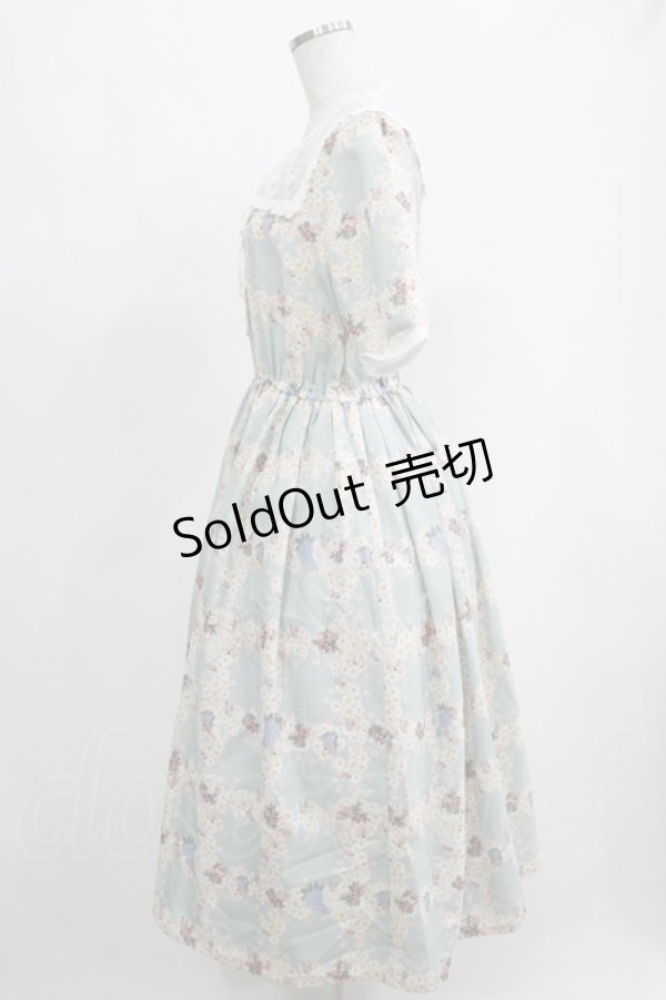 画像2: Fi.n.t / レース付け衿レトロフラワーチェック柄ワンピース Free SAX×WH H-25-04-23-018-CA-OP-NS-ZH (2)