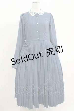 画像: m petit by misako / レース襟プリーツワンピース L ブルー H-25-04-23-019-LO-OP-YZ-ZH