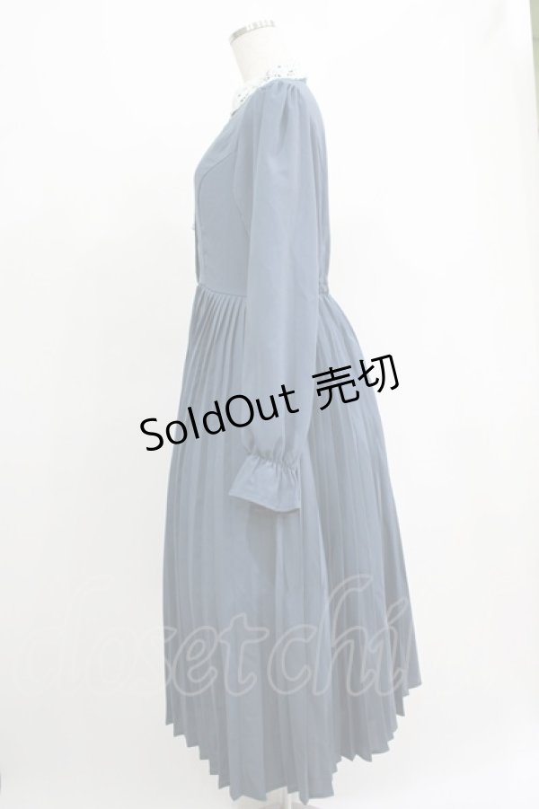 画像2: m petit by misako / レース襟プリーツワンピース L ブルー H-25-04-23-019-LO-OP-YZ-ZH (2)