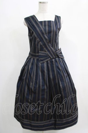 画像: Jane Marple Dans Le Salon / Old England stripe coronation dress  ネイビー H-25-04-24-001-JM-OP-KB-ZT160