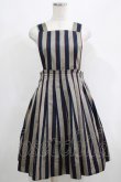 画像1: Jane Marple / Regimental stripeのジャンパースカート  グレー×ネイビー H-25-04-24-030-JM-OP-KB-ZT159 (1)