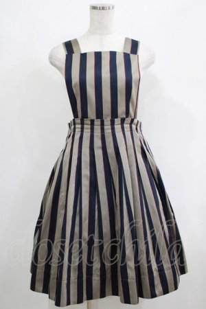 画像: Jane Marple / Regimental stripeのジャンパースカート  グレー×ネイビー H-25-04-24-030-JM-OP-KB-ZT159