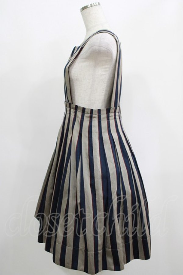 画像2: Jane Marple / Regimental stripeのジャンパースカート  グレー×ネイビー H-25-04-24-030-JM-OP-KB-ZT159 (2)