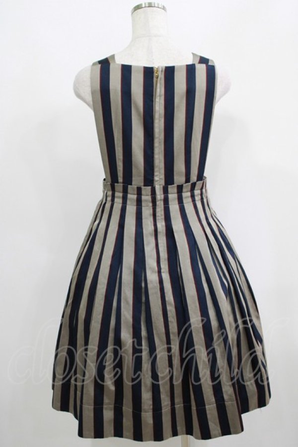 画像3: Jane Marple / Regimental stripeのジャンパースカート  グレー×ネイビー H-25-04-24-030-JM-OP-KB-ZT159 (3)