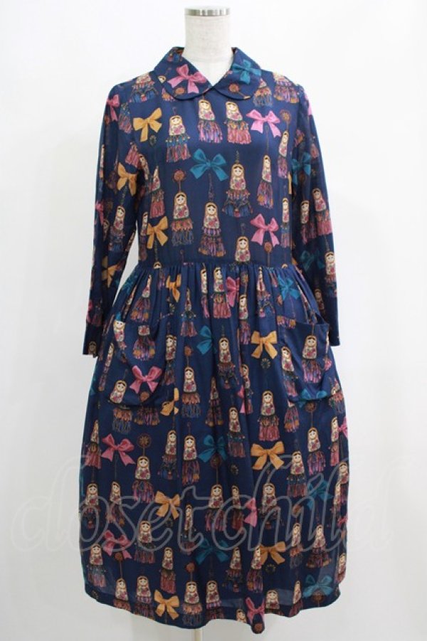 画像1: Jane Marple / Little tassel dollsのDayドレス F ブルーグレイ H-25-04-24-004-JM-OP-KB-ZT162 (1)