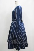 画像2: Jane Marple / Ribbon stripe jacquardのパブリックドレス  ネイビー H-25-04-24-043-JM-OP-KB-ZT160 (2)