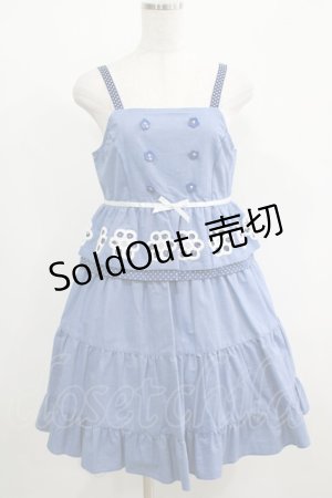 画像: Emily Temple cute / フラワーボーラーノースリーブワンピース  ブルー H-25-04-24-050-ET-OP-KB-ZH