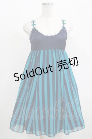 画像: Emily Temple cute / ジョーゼットストライプノースリーブワンピース  ネイビー H-25-04-24-051-ET-OP-KB-ZH