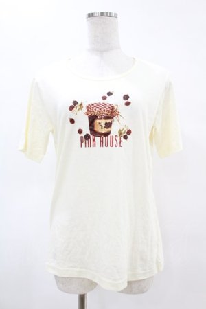 画像: PINK HOUSE / ジャム瓶プリントTシャツ L アイボリー H-25-04-24-1042-LO-TO-NS-ZH