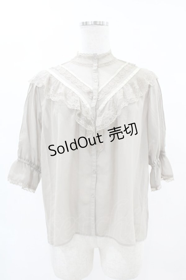 画像1: an another angelus / シースルーヨーク切替ブラウス Free OLIVEGREEN H-25-04-24-1047-CA-BL-NS-ZH (1)