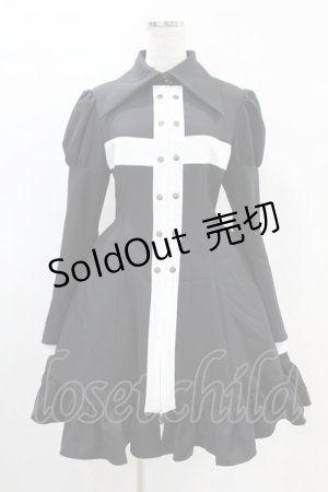 画像: ATELIER BOZ / カレン十字架長袖ワンピース L ブラック/ホワイト H-25-04-24-1014-EL-OP-NS-ZH