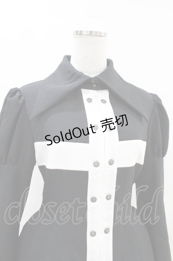 画像4: ATELIER BOZ / カレン十字架長袖ワンピース L ブラック/ホワイト H-25-04-24-1014-EL-OP-NS-ZH (4)