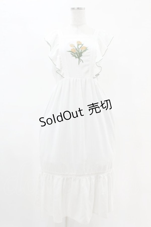 画像1: Fi.n.t / アートフラワー刺繍ショルダーフリルワンピース Free OFF WHITE H-25-04-24-1020-CA-OP-NS-ZH (1)
