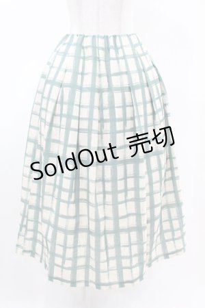画像: an another angelus / ペイントタッチ柄タックスカート Free GREEN×WH H-25-04-24-1022-CA-SK-NS-ZH