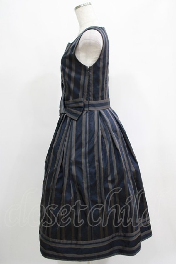 画像2: Jane Marple Dans Le Salon / Old England stripe coronation dress  ネイビー H-25-04-24-001-JM-OP-KB-ZT160 (2)