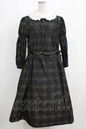 画像: Jane Marple / Memory shadow check shirring dress  ブラック H-25-04-24-059-JM-OP-KB-ZT010