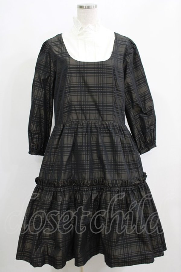 画像1: Jane Marple / Memory Shadow Checkレイヤードドレス  ブラックチェック H-25-04-24-060-JM-OP-KB-ZT022 (1)