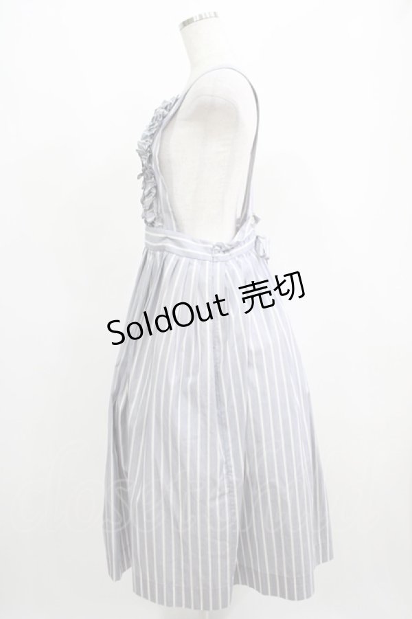 画像2: Jane Marple / ヴィンテージストライプエプロンスカート  ブルーグレイ H-25-04-24-061-JM-SK-KB-ZH (2)