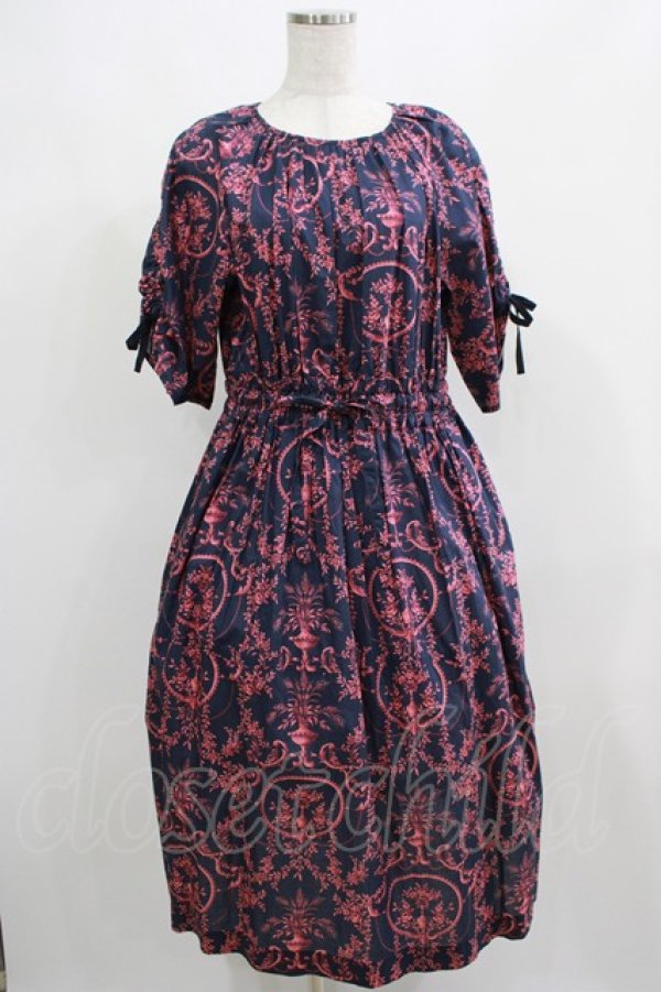 画像1: Jane Marple Dans Le Salon / Marie Antoinette drawstring sleeve dress Free ネイビー H-25-04-24-063-JM-OP-KB-ZT037 (1)