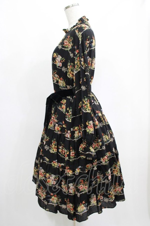 画像2: Jane Marple / Jubilee flowersミニドレス  ブラック H-25-04-24-064-JM-OP-KB-ZH (2)