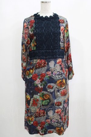 画像: Jane Marple Dans Le Salon / Art in bloomのレースヨークdayドレス  ネイビー H-25-04-24-069-JM-OP-KB-ZH