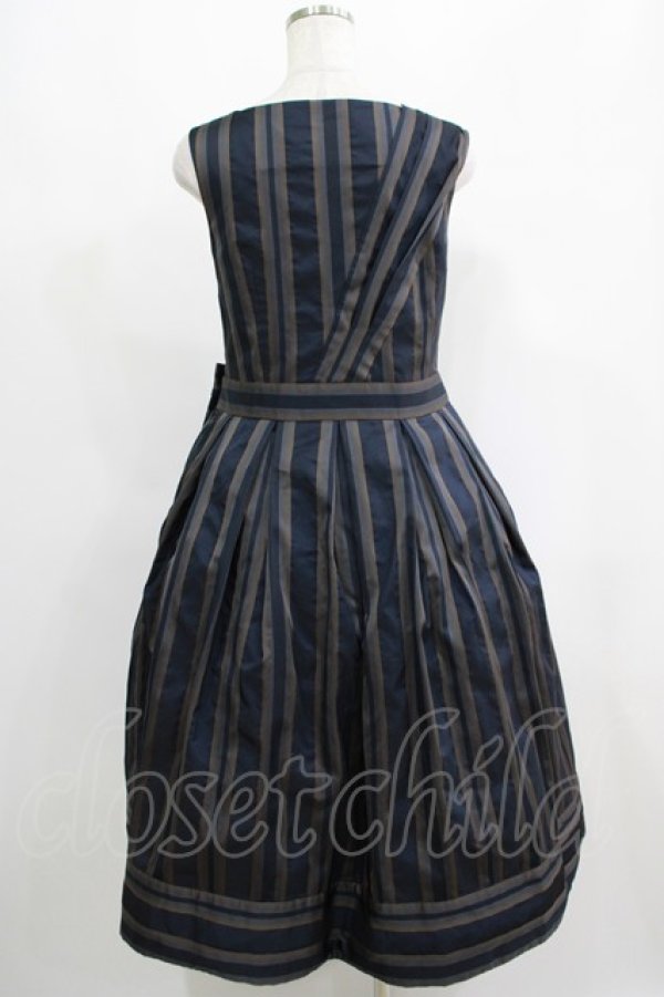 画像3: Jane Marple Dans Le Salon / Old England stripe coronation dress  ネイビー H-25-04-24-001-JM-OP-KB-ZT160 (3)