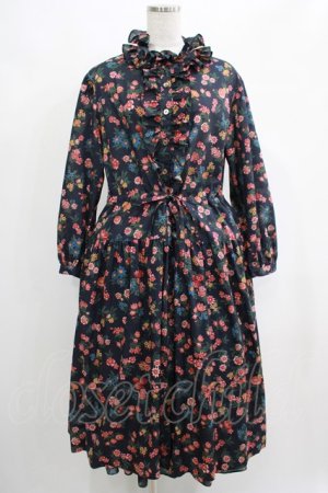 画像: Jane Marple Dans Le Salon / Flowers of Jouy layered dress  ネイビー H-25-04-24-002-JM-OP-KB-ZH