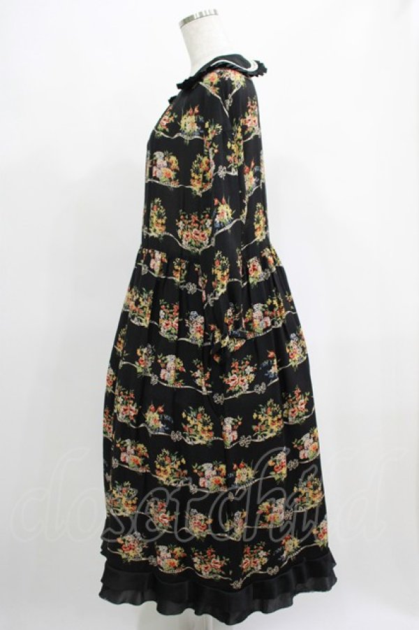 画像2: Jane Marple / Jubilee flowersサテンカラードレス  ブラック H-25-04-24-011-JM-OP-KB-ZH (2)