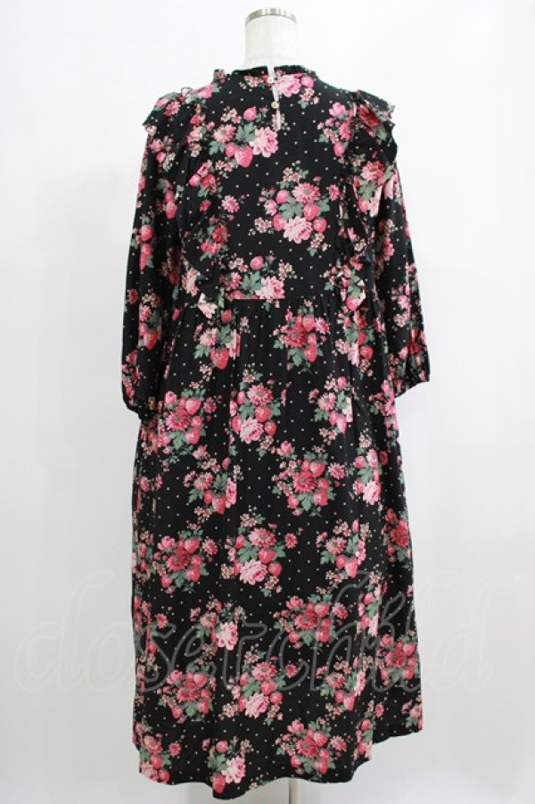 画像3: Jane Marple / Strawberries and flowersラッフルフリルドレス  ブラック H-25-04-24-012-JM-OP-KB-ZH (3)