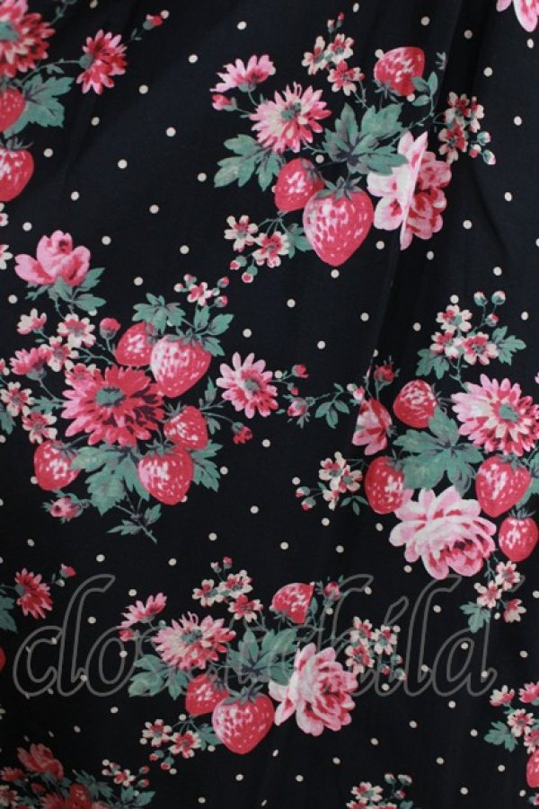 画像4: Jane Marple / Strawberries and flowersラッフルフリルドレス  ブラック H-25-04-24-012-JM-OP-KB-ZH (4)