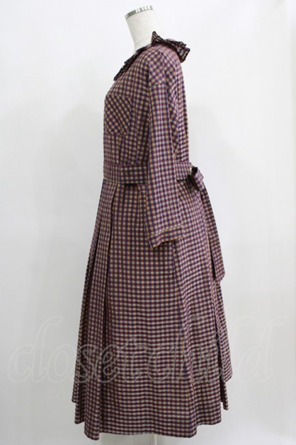 画像2: Jane Marple / アンデュラントチェックコレットドレス  マゼンタ H-25-04-24-014-JM-OP-KB-ZH (2)