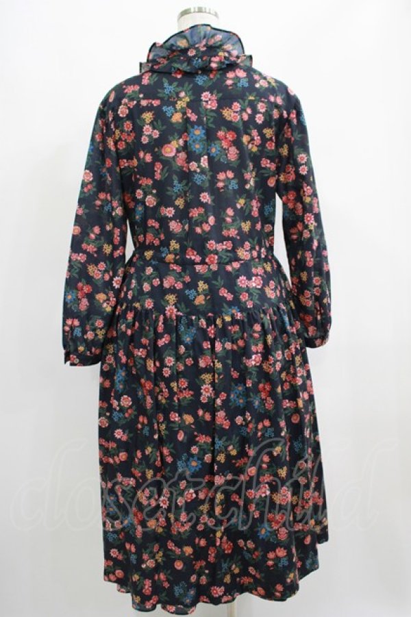 画像3: Jane Marple Dans Le Salon / Flowers of Jouy layered dress  ネイビー H-25-04-24-002-JM-OP-KB-ZH (3)