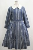 画像1: Jane Marple / Ribbon stripe jacquardのパブリックドレス  ブルーグレー H-25-04-24-021-JM-OP-KB-ZT022 (1)