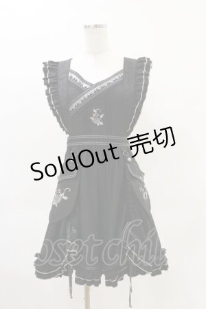 画像: Ozz oneste / Fairy tale Rose刺繍タブリエ  ブラック H-25-04-25-001-OO-OP-KB-ZH