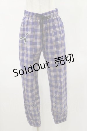 画像: NieR Clothing / ワッペン付きチェックパンツ F 青 H-25-04-25-055-PU-PA-KB-ZH