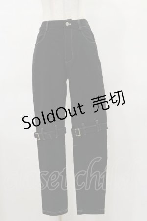 画像: NieR Clothing / ダブルベルトパンツ  黒 H-25-04-25-061-PU-PA-KB-ZH