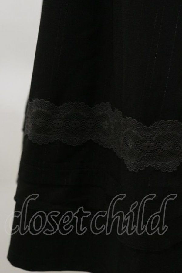 画像4: Ozz oneste / 薔薇刺繍ストライプハイウエストスカート  黒 H-25-04-25-071-OO-SK-KB-ZH (4)