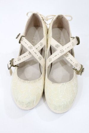 画像: axes femme / クロスストラップレースパンプス M アイボリー H-25-04-25-1040-AX-SH-NS-ZH