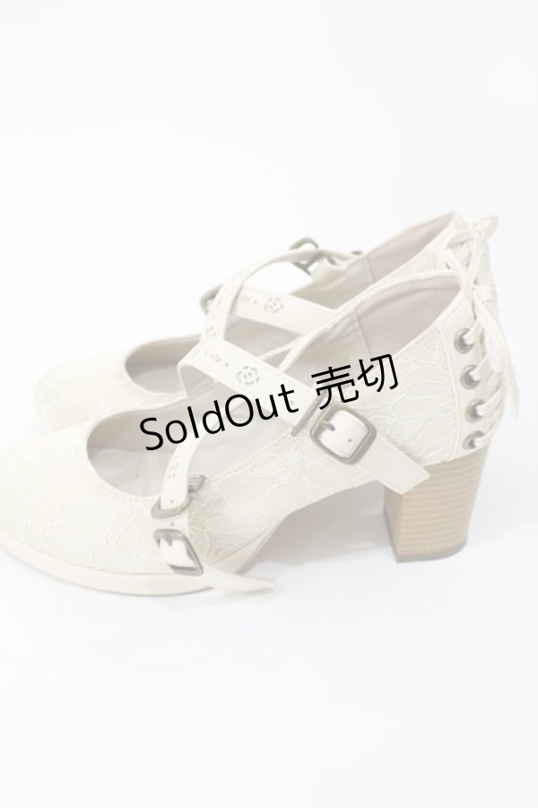 画像2: axes femme / クロスストラップレースパンプス M アイボリー H-25-04-25-1040-AX-SH-NS-ZH (2)