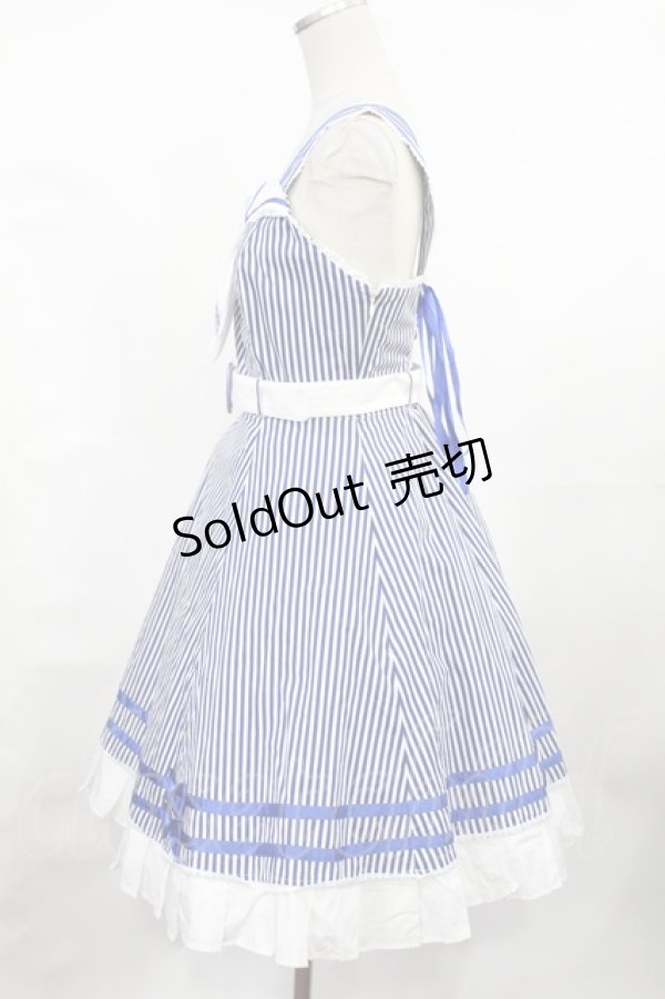 画像2: Angelic Pretty / マリンストーリーストライプジャンパースカート Free ブルー H-25-04-25-1002-AP-OP-NS-ZH (2)