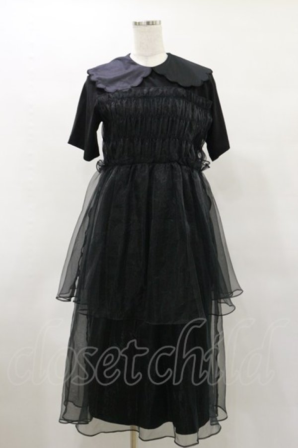 画像1: Candy Stripper / SHEER SHIRRING DRESS 2 ブラック×ブラック H-25-04-25-078-PU-OP-KB-ZH (1)