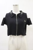 画像1: REFLEM / 肩開きクロップド丈テレコジップアップ半袖カットソー FREE 黒 H-25-04-25-021-PU-TO-KB-ZH (1)