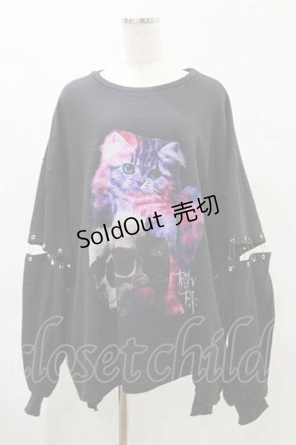画像1: TRAVAS TOKYO / Playful cat separate sleeve PO FREE 黒 H-25-04-25-025-PU-TO-KB-ZH (1)