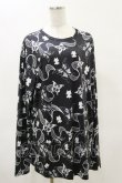 画像1: NieR Clothing / 総柄長袖トップス  黒 H-25-04-25-026-PU-TO-KB-ZH (1)
