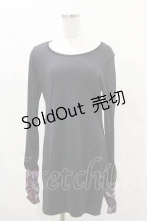 画像: Qutie Frash / 和柄切替ロングカットソー Free ブラック H-25-04-25-032-QU-TO-NS-ZH