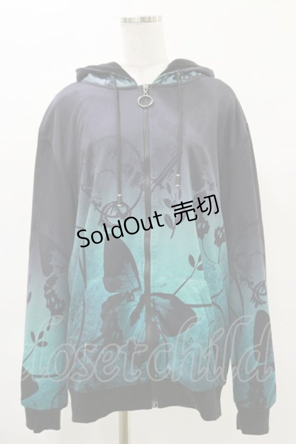 画像1: NieR Clothing / 防寒裏起毛パーカー  黒×緑 H-25-04-25-039-PU-TO-KB-ZH (1)