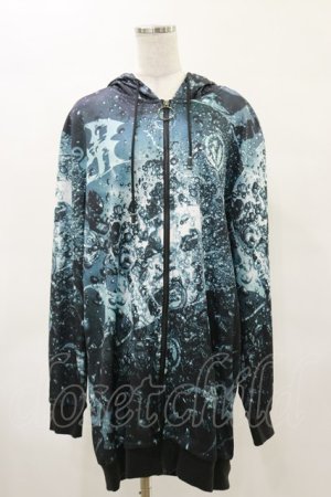 画像: NieR Clothing / 総柄ZIPパーカー  青系 H-25-04-25-040-PU-TO-KB-ZH