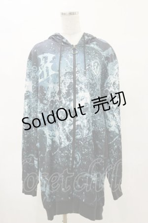 画像: NieR Clothing / 総柄ZIPパーカー  青系 H-25-04-25-040-PU-TO-KB-ZH