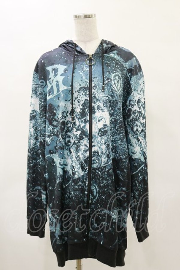 画像1: NieR Clothing / 総柄ZIPパーカー  青系 H-25-04-25-040-PU-TO-KB-ZH (1)