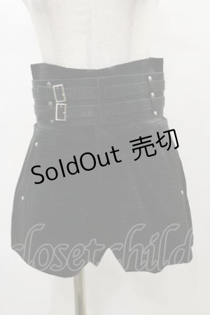 画像: Melt the lady / ベルト付きレザーライクショートパンツ S ブラック H-25-04-26-058-PU-PA-NS-ZH
